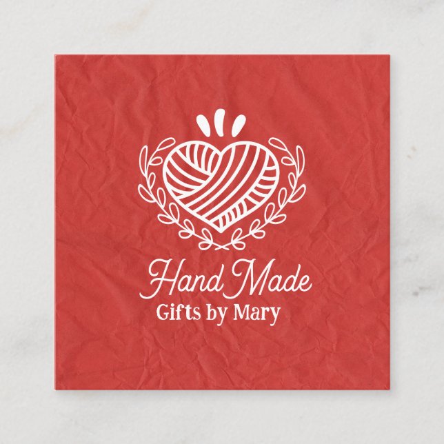 Handmade crafts Red paper rustic calling card Fyrkantigt Visitkort (Framsida)