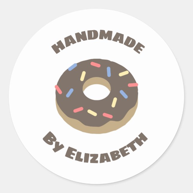 Handmade Donuts Runt Klistermärke (Framsida)