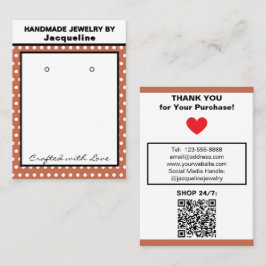 Handmade Earrings Terra Cotta White Polka Dots Visitkort