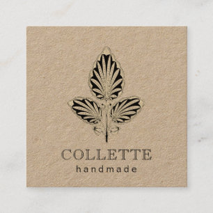 Handmade Flower Logotyp Kraft Fyrkantigt Visitkort