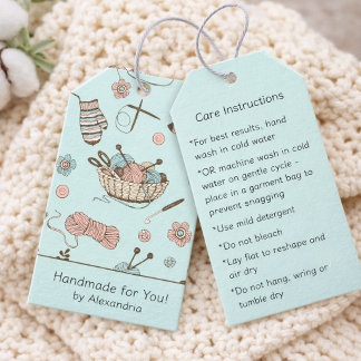 Handmade for You Crochet/Knit Care Instructions Presentetikett