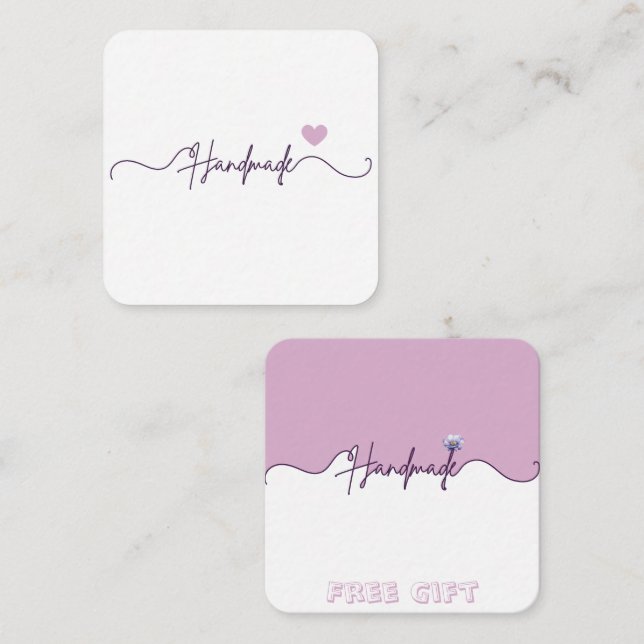 Handmade Free Gift Floral Small Business Packaging Tilläggskort (Fram/baksida)