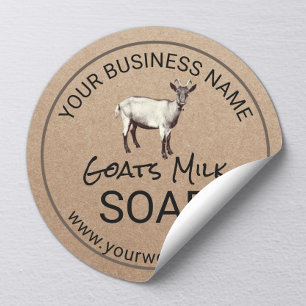 Handmade getter Mjölk Soap Rustic Kraft Runt Klistermärke