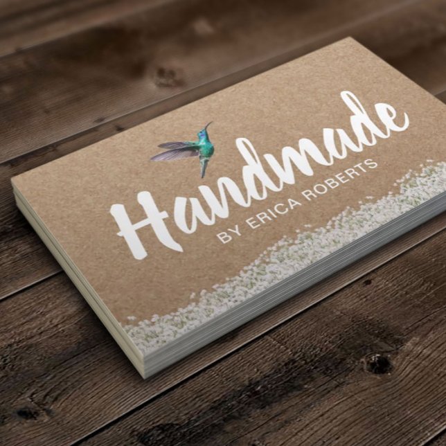 Handmade Gift Rustic Kraft Hummingbird-Blommigt Visitkort (Skapare uppladdad)