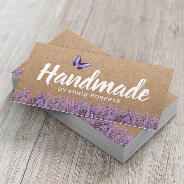 Handmade Gift Rustic Kraft Lavender Blommigt Visitkort (Skapare uppladdad)