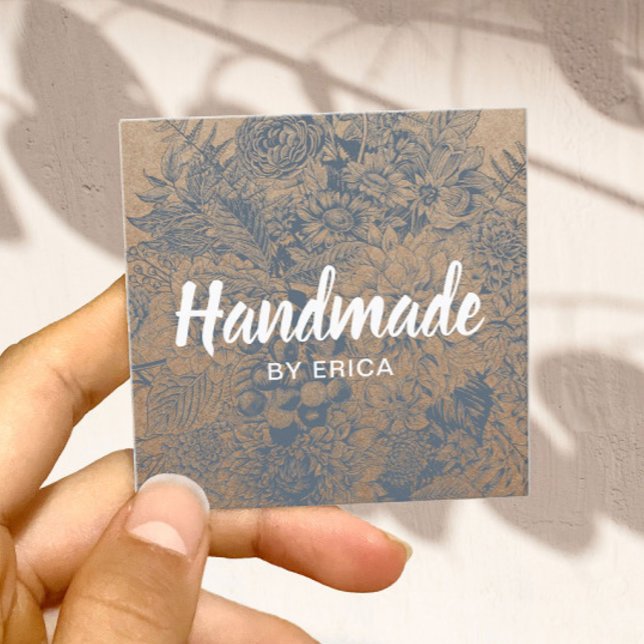 Handmade Gift Vintage Blommigt Rustic Kraft Fyrkantigt Visitkort (Skapare uppladdad)