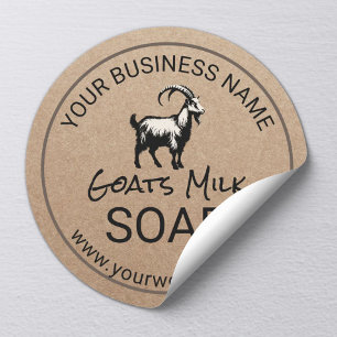 Handmade Goat Mjölk Soap #2 Rustic Kraft Runt Klistermärke