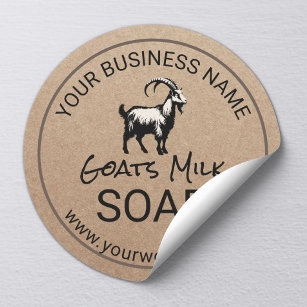 Handmade Goat Mjölk Soap #2 Rustic Kraft Runt Klistermärke