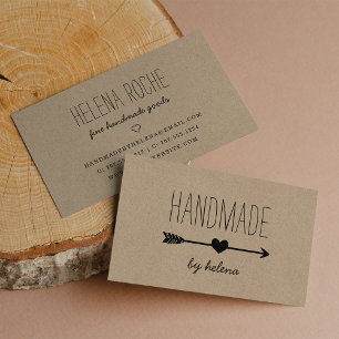Handmade hjärtslag Rustic Kraft Visitkort