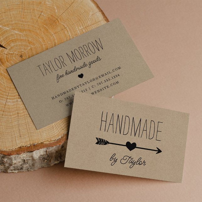 Handmade hjärtslag | Rustic Kraft Visitkort (Skapare uppladdad)
