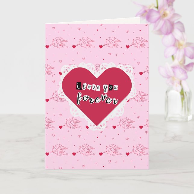 Handmade I Love You Forever Valentine's Day Card Kort (Orkide)