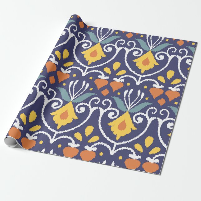 Handmade Ikat fabric. Ethnic seamless pattern. Asi Presentpapper (Utrullad)