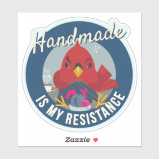 Handmade is My Resistance Blue Round Badge Klistermärken