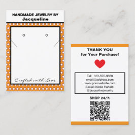 Handmade Jewelry Orange White Polka Dots Visitkort