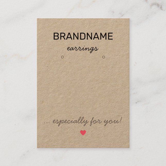 Handmade Jewelry Rustic Kraft Papper Earring Holde Visitkort (Framsida)