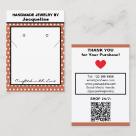 Handmade Jewelry Terra Cotta White Polka Dots Visitkort