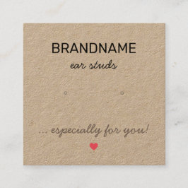 Handmade Jewelry Tiny Heart Rustic Earrings Holder Fyrkantigt Visitkort
