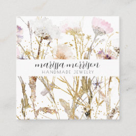 Handmade Jewelry Wildblombotaniska Rosan Guld Fyrkantigt Visitkort