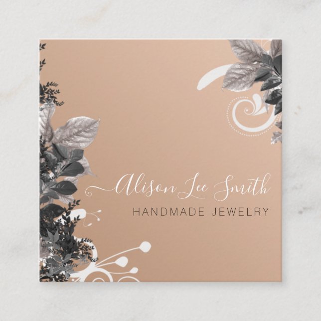 Handmade judielry fyrkantigt visitkort (Framsida)