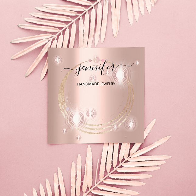 Handmade judiska Anpassningsbarna Logotyp Guld Ro  Fyrkantigt Visitkort (Handmade Jewelry Custom Logo Gold Rose Vip Square Business Card)