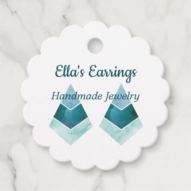 Handmade judiska blå vattenfärg gåvor etiketter (Framsida)