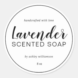 Handmade Lavender Soap Chic Calligraphy White Runt Klistermärke