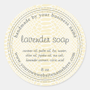 Handmade Lavender Soap Gult Snake Mönster Runt Klistermärke
