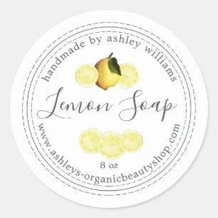 Handmade Lemon Soap Organic Business Runt Klistermärke