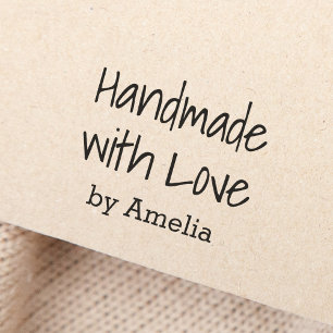 Handmade med kärlek efter eget namn, handskrivet t stämpel