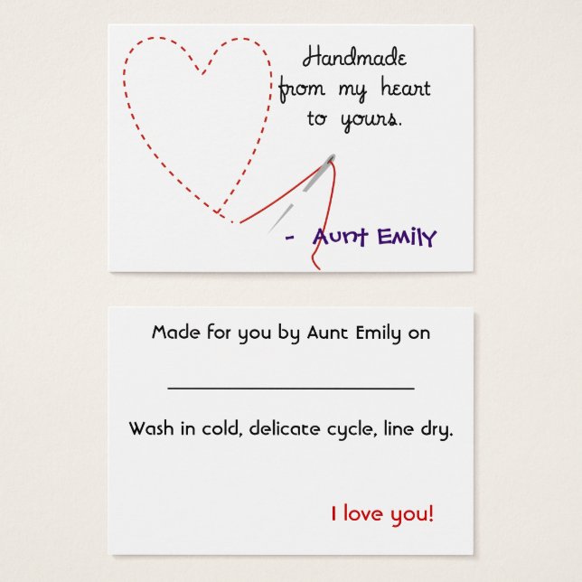 Handmade med Kärlek-Märkre Visitkort (Framsida & baksida)