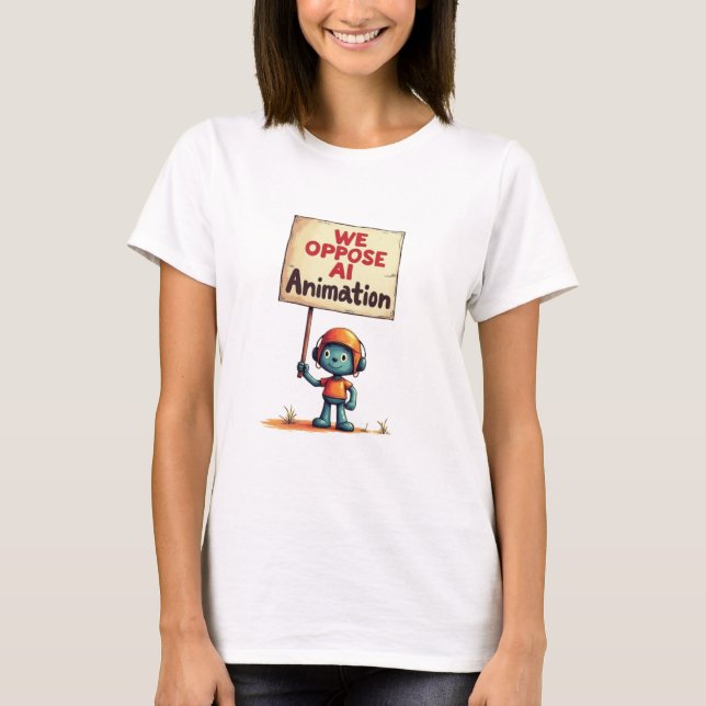 Handmade plastikprotester - vi motsätter oss AI An T Shirt (Framsida)