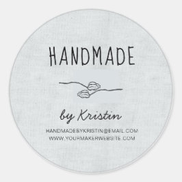 Handmade Rustic Grått Canvas Runt Klistermärke