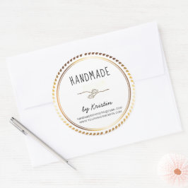 Handmade Rustic White Golden Ram Runt Klistermärke