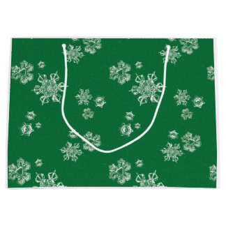 Handmade Snowflake Flurries - Bright Green & White