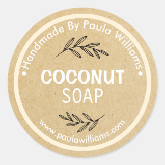 Handmade Soap Making With Leaves On Craft Sticker Runt Klistermärke