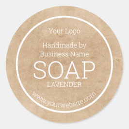 Handmade soap Rustic Kraft Papper Runt Klistermärke