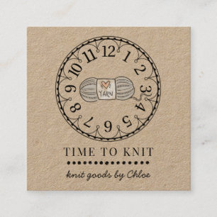 Handmade Sticka Goods Knitting Business Kraft Fyrkantigt Visitkort