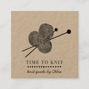 Handmade Sticka Goods Kraft Fyrkantigt Visitkort