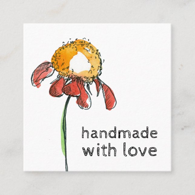 Handmade With Love Coneflower Shop Fyrkantigt Visitkort (Framsida)