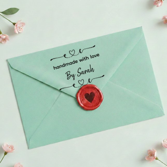 Handmade With Love Custom Name Label Stamp Självfärgande Stämpel (Skapare uppladdad)