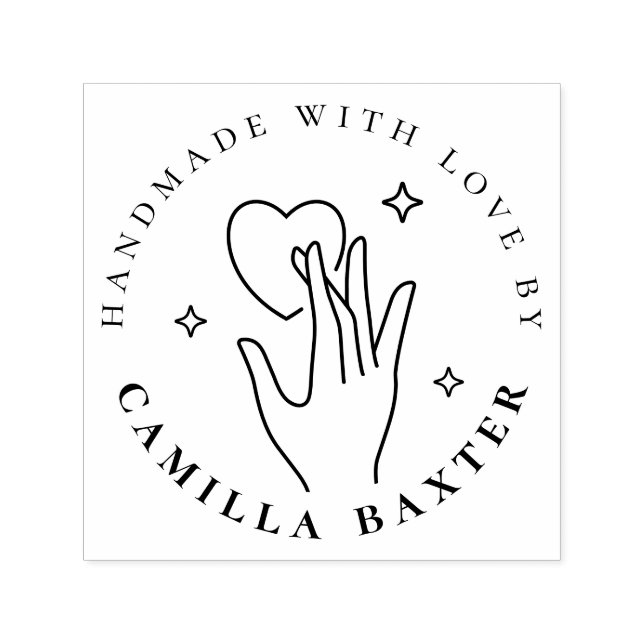 Handmade With Love | Custom Small Business Logo Självfärgande Stämpel (Design)