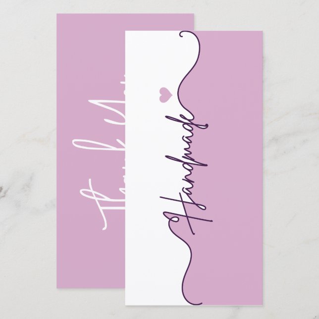 Handmade With Love Floral Small Business Packaging Tack Kort (Fram/baksida)