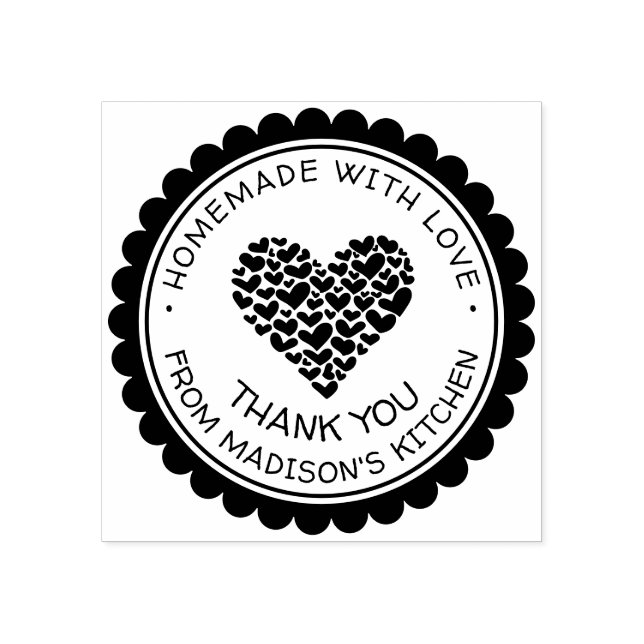 Handmade With Love Heart Thank You Personalized Stämpel (Tryck)