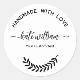Handmade with love laurel leaf Product label Runt Klistermärke