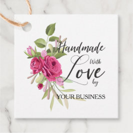Handmade with Love Quote on Floral Garland Gåvor Etiketter