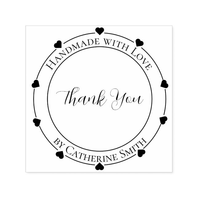 “Handmade with Love” Rubber Stamp Självfärgande Stämpel (Design)