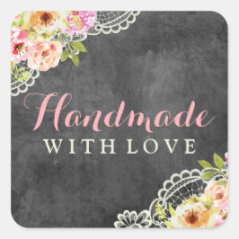 Handmade With Love Rustic Chalkboard Farmhouse Fyrkantigt Klistermärke