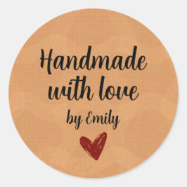 Handmade With Love Small Business Packaging Runt Klistermärke