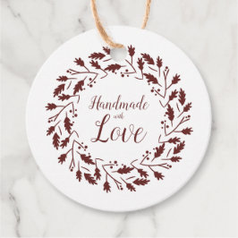 Handmade With Love Wreath Quote In Brown Gåvor Etiketter