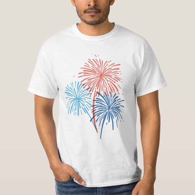 Handmålad 4:e juli Fireworks Tee (Framsida)